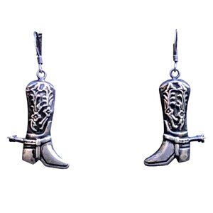 Sterling Silver Cowboy Boot Earrings Southwestern 925